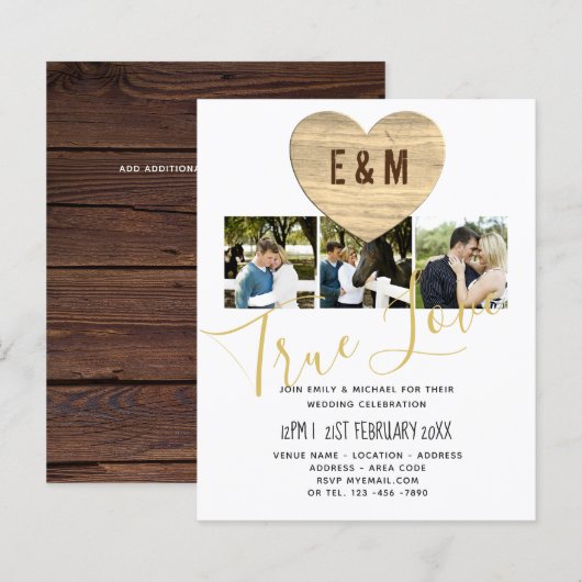 Moderne roestige fotocollage trouwkaarten (Voorkant / Achterkant)