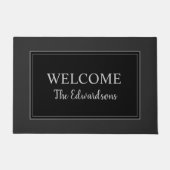 Moderne roestkleurige donkergrijze welkomstnaam deurmat (Voorkant)