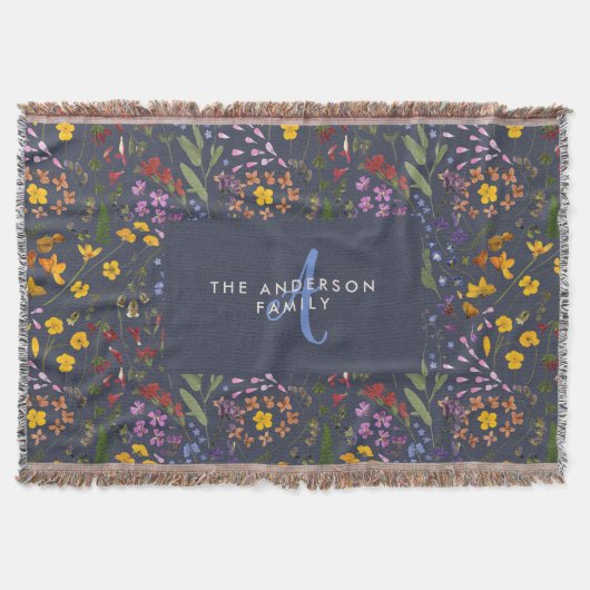 Moderne roestkleurige initiaal marineblauw deken (Voorkant)