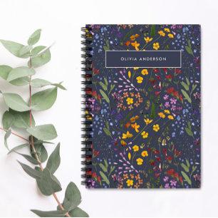 Moderne roestkleurige initiaal marineblauw notitieboek