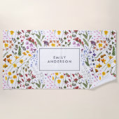 Moderne roestkleurige initiaal marineblauw strandlaken (Voorkant)