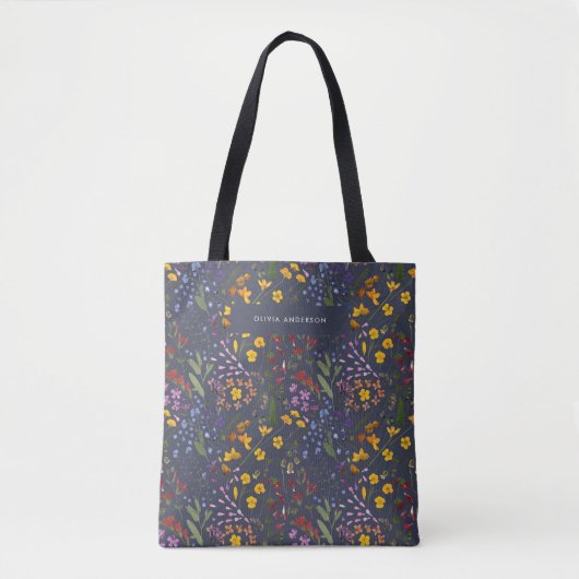 Moderne roestkleurige initiaal marineblauw tote bag (Voorkant)