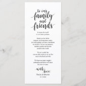 Moderne, roestvrije, zwarte plaatsbepalende Dank u Programmakaart (Voorkant)