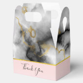 Moderne rokergrijze marmer met gouden ribbon bruil bedankdoosjes (Geopend)