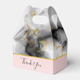 Moderne rokergrijze marmer met gouden ribbon bruil bedankdoosjes