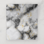 Moderne rokergrijze marmer met gouden ribbon bruil plaatskaartje (Binnenkant ongevouwen)