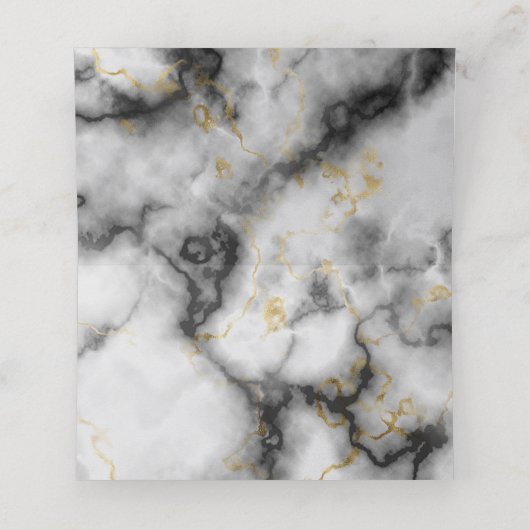 Moderne rokergrijze marmer met gouden ribbon bruil plaatskaartje (Binnenkant ongevouwen)