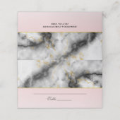 Moderne rokergrijze marmer met gouden ribbon bruil plaatskaartje (Buitenkant ongevouwen)