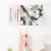 Moderne rokergrijze marmer met gouden ribbon bruil spandoek (Insitu)