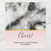 Moderne rokergrijze marmer met gouden ribbon bruil wijn etiket (Enkel label)