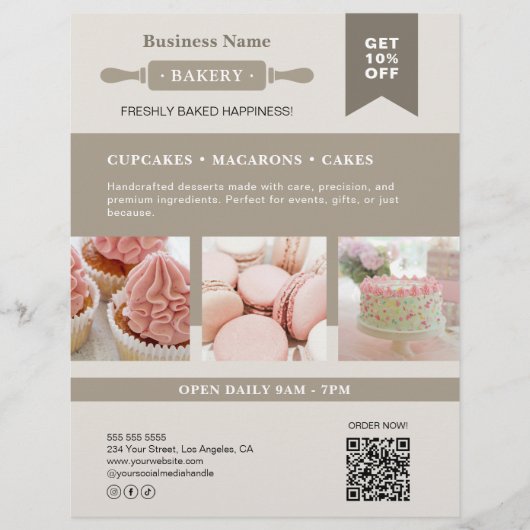 Moderne Rolling Pin Bakery Business Flyer (Voorkant)
