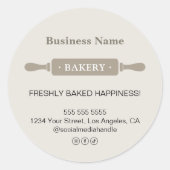 Moderne Rolling Pin Bakery Business Ronde Sticker (Voorkant)
