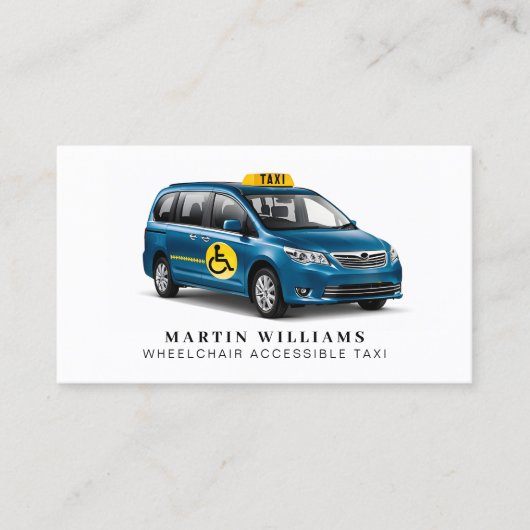 Moderne rolstoeltoegankelijke taxichauffeur visitekaartje (Voorkant)