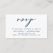 Moderne Romance, marineblauw, bruiloft RSVP Informatiekaartje (Voorkant)