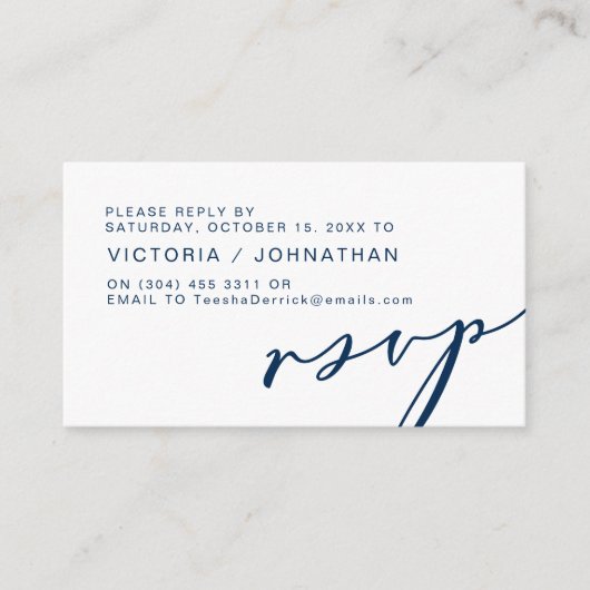 Moderne Romance, NAVY BLUE, RSVP Informatiekaartje (Voorkant)