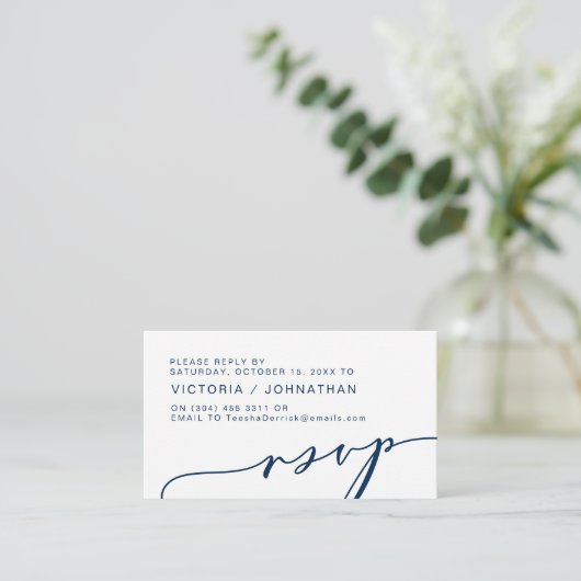 Moderne Romance, NAVY BLUE, RSVP Informatiekaartje (Staand voorkant)