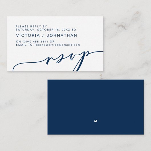 Moderne Romance, NAVY BLUE, RSVP Informatiekaartje (Voorkant / Achterkant)