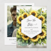 Moderne Romance Zonnebloem bruiloft Save The Date (Voorkant / Achterkant)