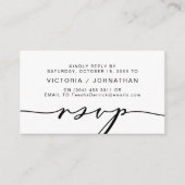 Moderne Romance, zwart script, bruiloft RSVP Informatiekaartje (Voorkant)