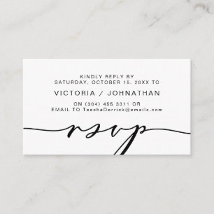 Moderne Romance, zwart script, bruiloft RSVP Informatiekaartje