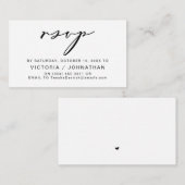 Moderne Romance, zwart script, bruiloft RSVP Informatiekaartje (Voorkant / Achterkant)