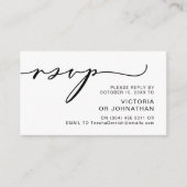 Moderne Romance, zwart script, bruiloft RSVP Informatiekaartje (Voorkant)