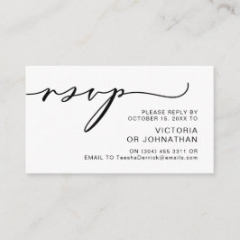 Moderne Romance, zwart script, bruiloft RSVP Informatiekaartje
