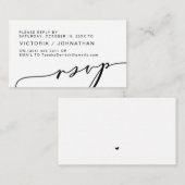 Moderne Romance, zwart script, bruiloft RSVP Informatiekaartje (Voorkant / Achterkant)