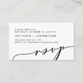 Moderne Romance, zwart script, bruiloft RSVP Informatiekaartje (Voorkant)