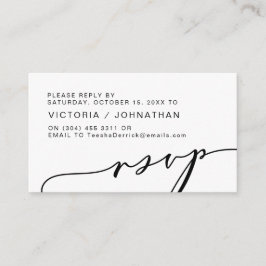 Moderne Romance, zwart script, bruiloft RSVP Informatiekaartje