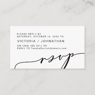 Moderne Romance, zwart script, bruiloft RSVP Informatiekaartje