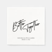 Moderne Romance: Zwart Script bruiloft servetten (Voorkant)