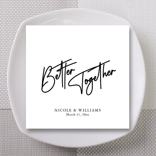 Moderne Romance: Zwart Script bruiloft servetten