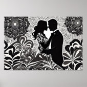 Moderne Romance: Zwart & Wit Kiss Poster (Voorkant)
