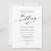 Moderne Romance, Zwarte kalligrafie bruiloft Kaart (Voorkant)