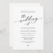 Moderne Romance, Zwarte kalligrafie bruiloft Kaart (Voorkant / Achterkant)