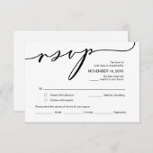 Moderne Romance, zwarte kalligrafie, bruiloft RSVP Informatiekaartje (Voorkant / Achterkant)