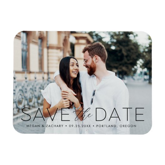 Moderne Romance Zwarte Overlay Save the Date Foto Magneet (Horizontaal)