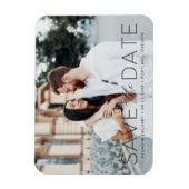 Moderne Romance Zwarte Overlay Save the Date Foto Magneet (Verticaal)