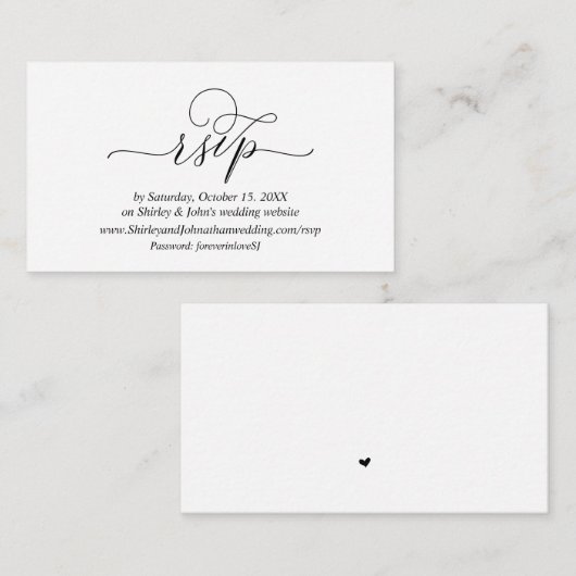 Moderne Romantisch, Zwart Schrift, Online website  Informatiekaartje (Voorkant / Achterkant)