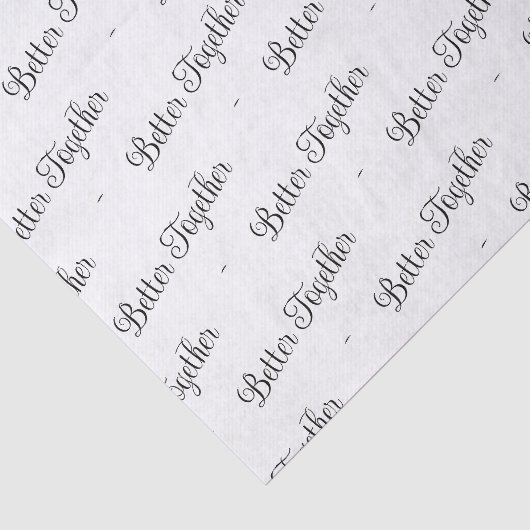 Moderne Romantische 'Better Together' Script Trouw Tissuepapier (Detail)