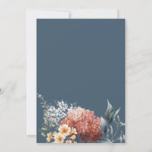 Moderne romantische blauwe tuin bloemenbruiloft kaart (Achterkant)