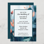 Moderne romantische bloemen bruiloft uitnodiging (Voorkant / Achterkant)