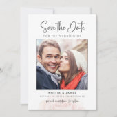 Moderne Romantische Bloemenfoto Huwelijk Save the  Save The Date (Voorkant)