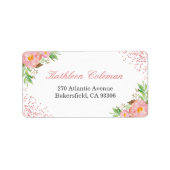 Moderne Romantische Botanische Roze Bloemen Confet Etiket (Voorkant)