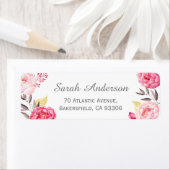 Moderne Romantische Botanische Roze Bloemen Etiket (Insitu)