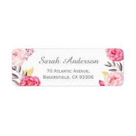 Moderne Romantische Botanische Roze Bloemen Etiket