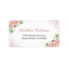 Moderne Romantische Botanische Roze Bloemige Confe Etiket