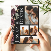 Moderne Romantische Bourgondische Bloemige Foto Br Kaart