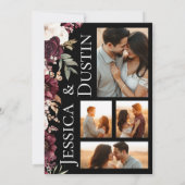 Moderne Romantische Bourgondische Bloemige Foto Br Kaart (Achterkant)